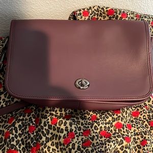 Coach Penny Vintage Turnlock Pocket Oxblood Leather Shoulder Bag